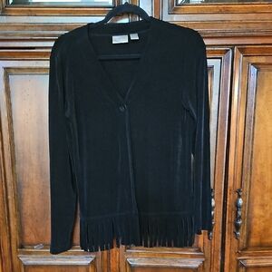 Chico's Black " Travelers Liquid Knit One Button  Black Cardigan: XS! Worn Once!